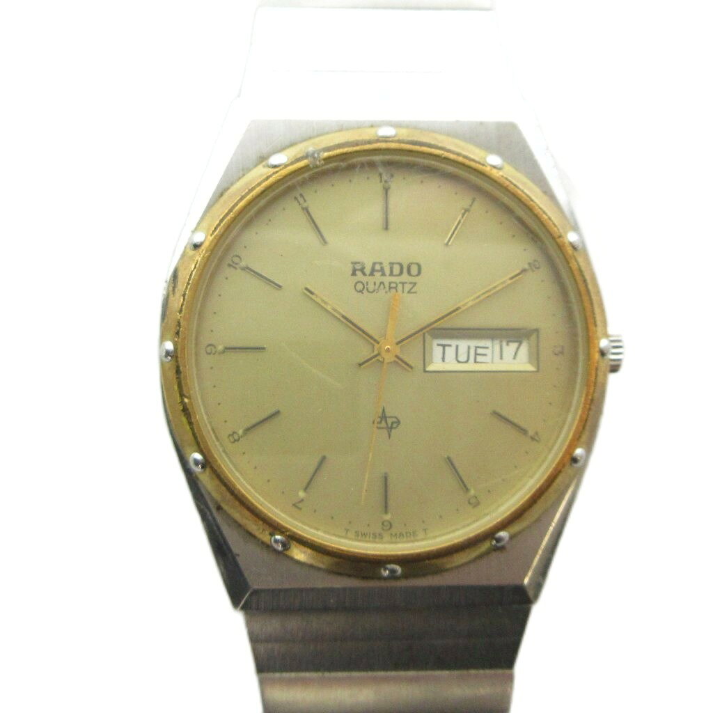 【中古】ラドー RADO ジャンク品 114.3241.4 腕時計 ウォッチ クォーツ デイデイト カレンダー付き シルバー色 ■GY18 /MQ メンズ 【ベクトル 古着】 260710ブランドラドー RADO表記サイズ実寸サイズをご参考ください。実寸サイズバンド幅：約1.5cm　腕周り：約21.5cm　ケース・タテ：約35mm　ケース・ヨコ（リューズは除く）：約31mm　　素材ステンレススチール色シルバー色状態・不動、動作未確認のジャンク品です ・ケース、ベルトに傷 ・ケース裏の破損 ・ベルト金具の破損 上記の状態につき、ジャンク品扱いとさせていただきます。 ※ジャンク品につきましては、返品・交換・修理・動作保証は承っておりません。現状をよくご理解の上ご検討ください。備考型番 114-3241.4 OH期不明商品のお問い合わせの回答を休止しております。＊各商品ページの商品詳細等をご確認の上ご購入ください。【中古】ラドー RADO ジャンク品 114.3241.4 腕時計 ウォッチ クォーツ デイデイト カレンダー付き シルバー色 ■GY18 /MQ メンズ 【ベクトル 古着】 260710状態ランク　”D”詳細については、下記および「状態ランクについて」ページをご覧ください。未使用・新品の商品ほぼ新品同様の商品使用感が少なく、かなり状態の良い商品使用感はあるが、傷や汚れの少ない商品使用感の他、傷や汚れが見られる商品かなり大きな傷みがある難あり商品※S〜CランクはUSED品となりますので、使用感をご理解の上でご入札下さい。状態ランクについてinformationブランドラドー RADO表記サイズ実寸サイズをご参考ください。実寸サイズバンド幅：約1.5cm　腕周り：約21.5cm　ケース・タテ：約35mm　ケース・ヨコ（リューズは除く）：約31mm　　素材ステンレススチール色シルバー色状態・不動、動作未確認のジャンク品です ・ケース、ベルトに傷 ・ケース裏の破損 ・ベルト金具の破損 上記の状態につき、ジャンク品扱いとさせていただきます。 ※ジャンク品につきましては、返品・交換・修理・動作保証は承っておりません。現状をよくご理解の上ご検討ください。備考型番 114-3241.4 OH期不明商品のお問い合わせの回答を休止しております。＊各商品ページの商品詳細等をご確認の上ご購入ください。本商品は一点物です他サイトや店舗にて販売している商品です。多少のお時間差にて欠品になることもございます。予めご了承頂ますようお願い致します。ベクトル・サイズガイドはこちらこの商品と同じブランドの商品を見る