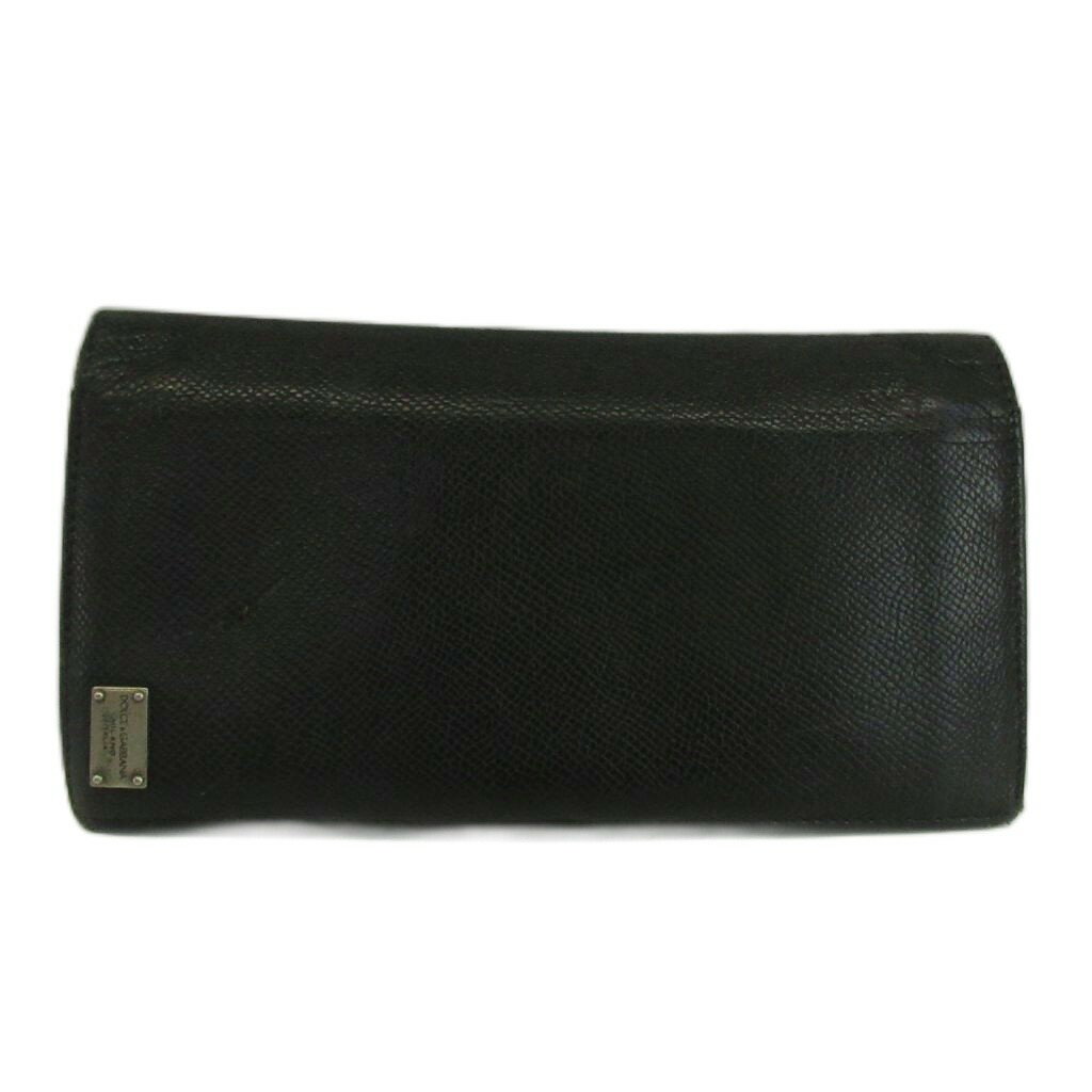【中古】ドルチェ&ガッバーナ ドルガバ DOLCE&GABBANA 長財布 二つ折り レザー 型押し ロゴプレート 黒 ブラック /XZ ■GY18 メンズ 【ベクトル 古着】 260519