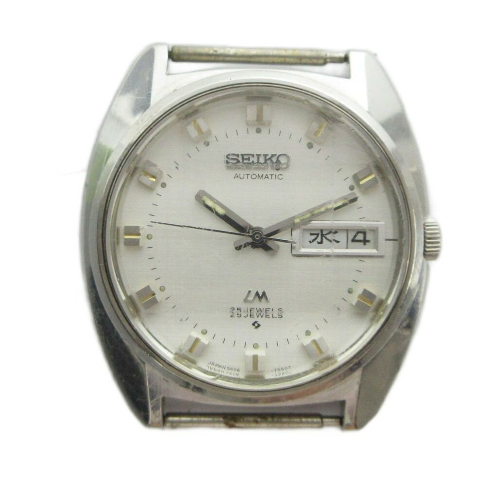 【中古】セイコー SEIKO LORD MATIC LM ロードマチック 5606-7230 腕時計 ヴィンテージ アンティーク ウォッチ ケースのみ 自動巻き 25石 カレンダー付き デイデイト 9面カットガラス シルバー色 ■GY18 /MQ メンズ 【ベクトル 古着】 260602