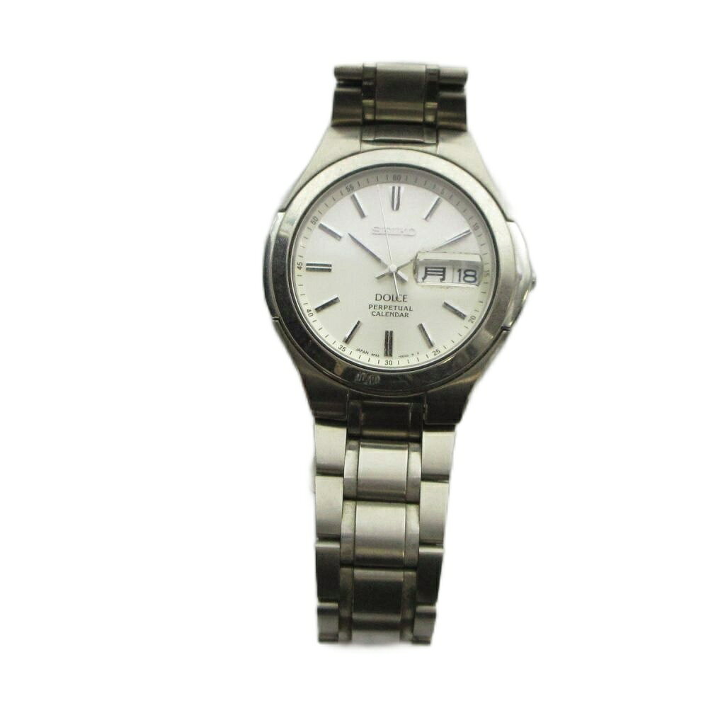 ブランド古着ベクトルプレミアム店の【中古】セイコー SEIKO ジャンク品 8F33-0030 ドルチェ 腕時計 ウォッチ クォーツ カレンダー付き デイト パーペチュアルカレンダー シルバー色 ■GY18 /MQ メンズ 【ベクトル 古着】 260715｜アングル2