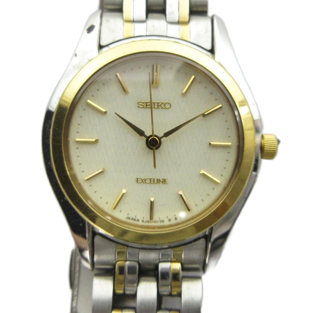 【中古】セイコー SEIKO 4J41-0100 EXCELINE 腕時計 ウォッチ クォーツ シルバー色 ■GY11 /MQ レディース 【ベクトル 古着】 260811ブランドセイコー SEIKO表記サイズ実寸サイズをご参考ください。実寸サイズバンド幅：約1.2cm　腕周り：約17.5cm　ケース・タテ：約24mm　ケース・ヨコ（リューズは除く）：約24mm　　素材ステンレススチール色シルバー色状態・不動、動作未確認のジャンク品です ・ケース、ベルトに傷 上記の状態につき、ジャンク品扱いとさせていただきます。 ※ジャンク品につきましては、返品・交換・修理・動作保証は承っておりません。現状をよくご理解の上ご検討ください。備考型番 4J41-0100 OH期不明商品のお問い合わせの回答を休止しております。＊各商品ページの商品詳細等をご確認の上ご購入ください。【中古】セイコー SEIKO 4J41-0100 EXCELINE 腕時計 ウォッチ クォーツ シルバー色 ■GY11 /MQ レディース 【ベクトル 古着】 260811状態ランク　”D”詳細については、下記および「状態ランクについて」ページをご覧ください。未使用・新品の商品ほぼ新品同様の商品使用感が少なく、かなり状態の良い商品使用感はあるが、傷や汚れの少ない商品使用感の他、傷や汚れが見られる商品かなり大きな傷みがある難あり商品※S〜CランクはUSED品となりますので、使用感をご理解の上でご入札下さい。状態ランクについてinformationブランドセイコー SEIKO表記サイズ実寸サイズをご参考ください。実寸サイズバンド幅：約1.2cm　腕周り：約17.5cm　ケース・タテ：約24mm　ケース・ヨコ（リューズは除く）：約24mm　　素材ステンレススチール色シルバー色状態・不動、動作未確認のジャンク品です ・ケース、ベルトに傷 上記の状態につき、ジャンク品扱いとさせていただきます。 ※ジャンク品につきましては、返品・交換・修理・動作保証は承っておりません。現状をよくご理解の上ご検討ください。備考型番 4J41-0100 OH期不明商品のお問い合わせの回答を休止しております。＊各商品ページの商品詳細等をご確認の上ご購入ください。本商品は一点物です他サイトや店舗にて販売している商品です。多少のお時間差にて欠品になることもございます。予めご了承頂ますようお願い致します。ベクトル・サイズガイドはこちらこの商品と同じブランドの商品を見る