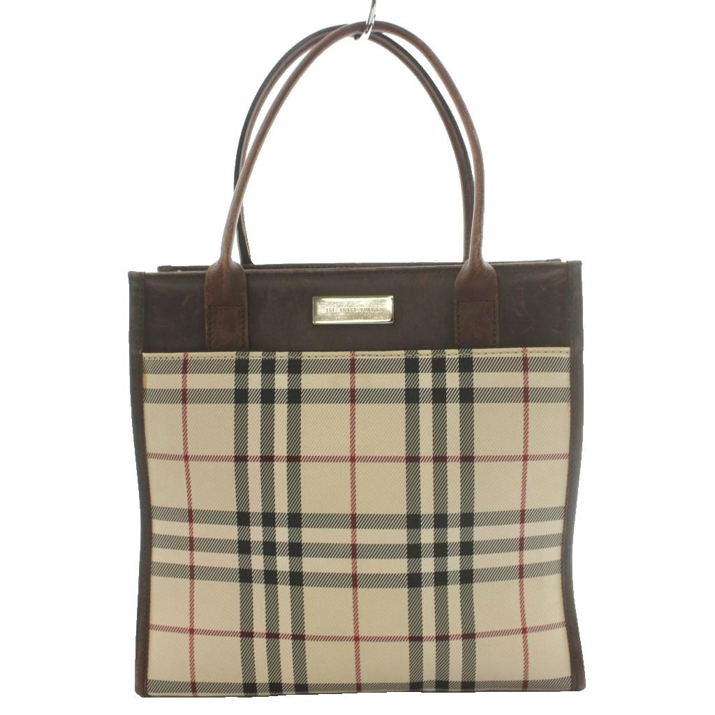 中古 バーバリー BURBERRY ノバチェック柄トートバッグ ハンド キャンバス レザー マルチカラー 茶 ブラウン グレー vectorpremium-19291617 ブランド古着ベクトルプレミアム店 パッケージ画像