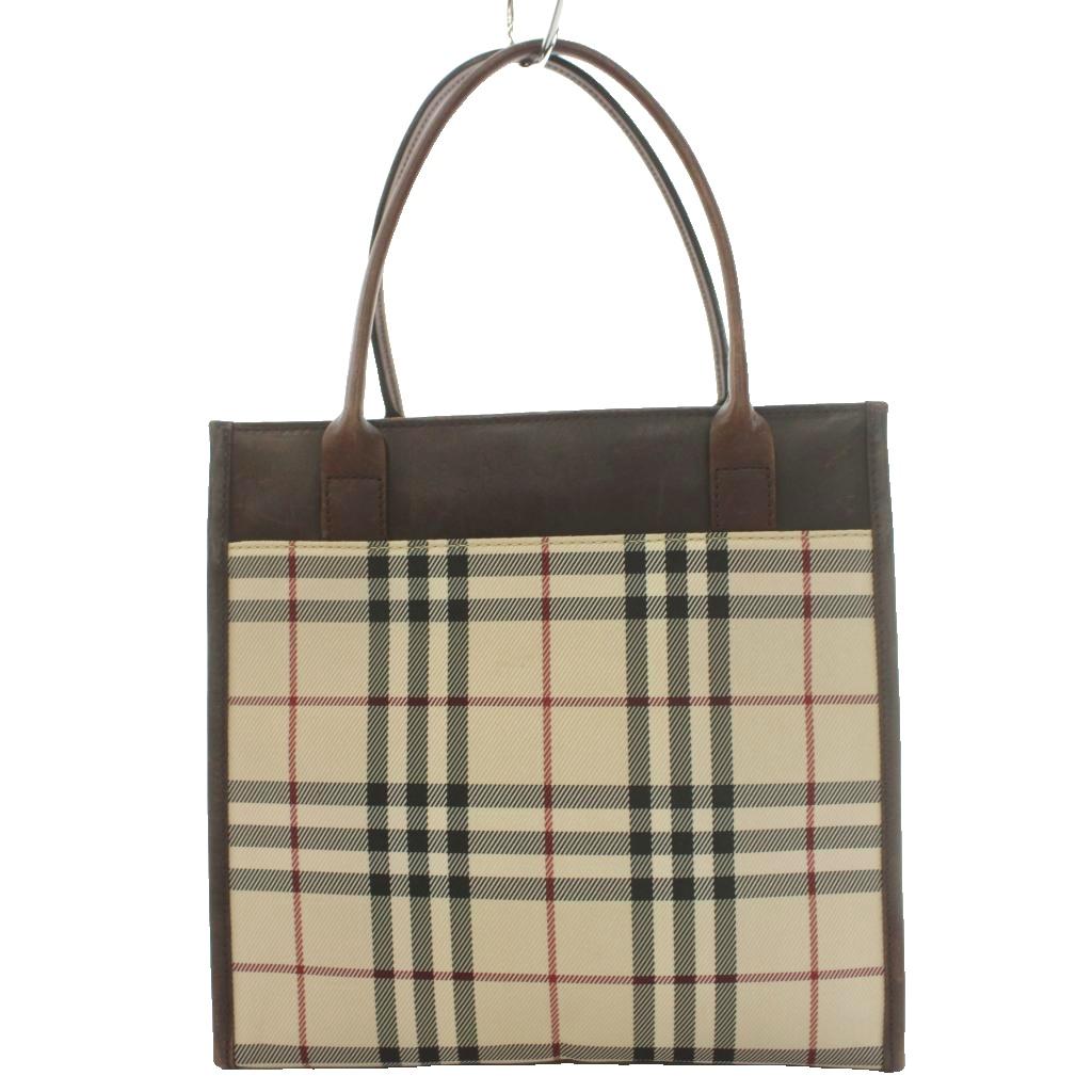 中古 バーバリー BURBERRY ノバチェック柄トートバッグ ハンド キャンバス レザー マルチカラー 茶 ブラウン グレー vectorpremium-19291617 ブランド古着ベクトルプレミアム店 サンプル画像2