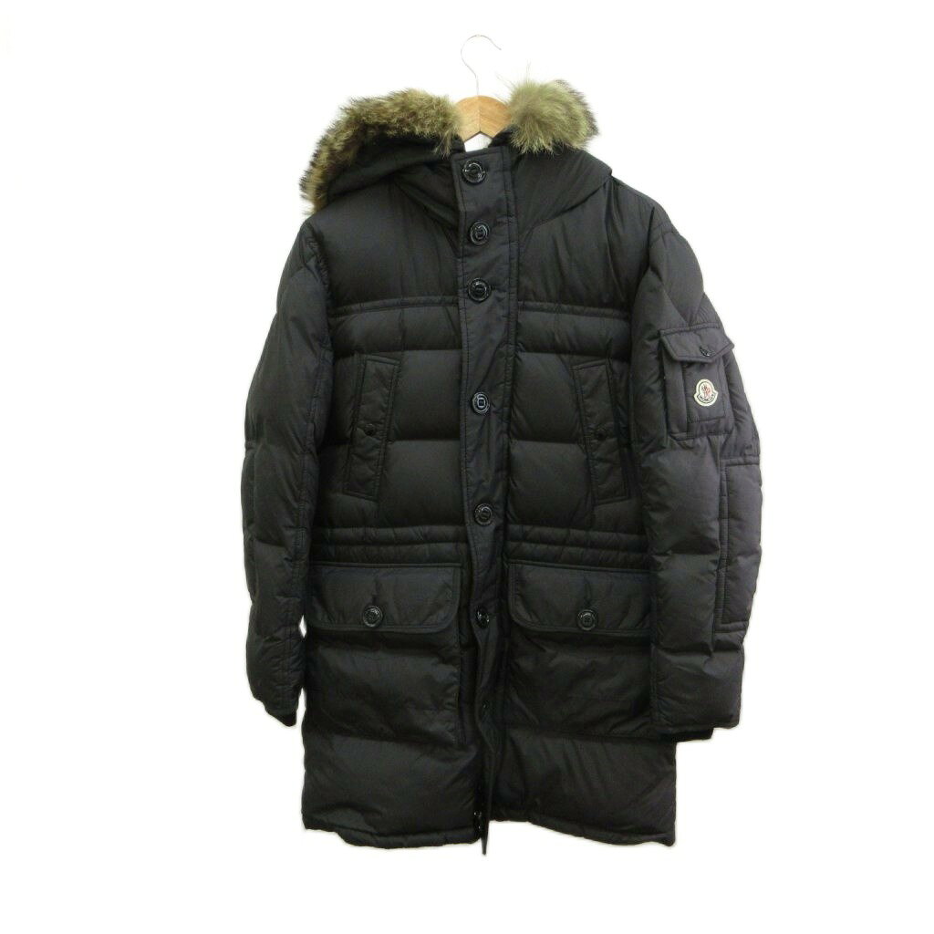 【中古】モンクレール MONCLER アフトン AFFTON ダウンコート 1 黒 ブラック ファー ...
