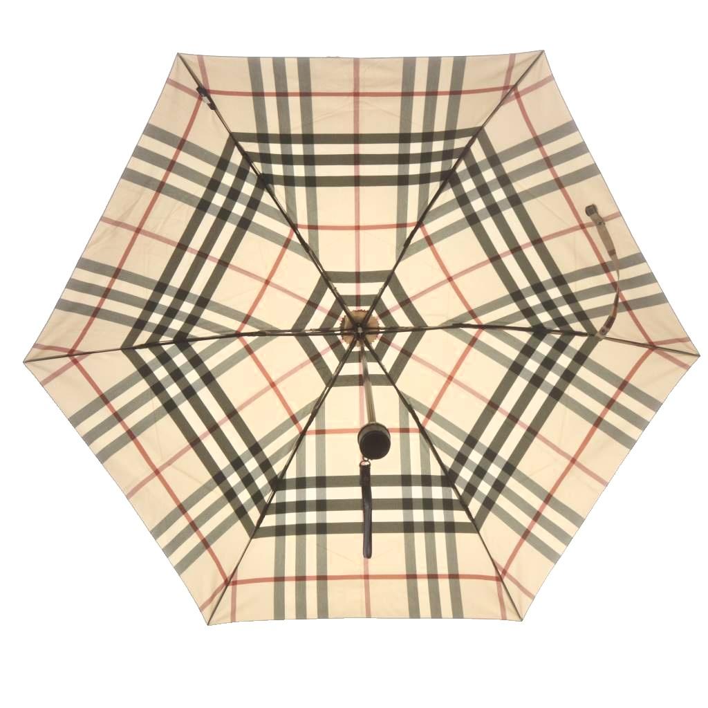 【中古】バーバリー BURBERRY 雨傘 折りたたみ傘 ノバチェック レザー ベージュ /SR ■GY18 レディース 【ベクトル 古着】 260727