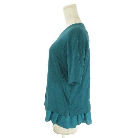 【中古】未使用品 ナノユニバース nano universe × ミュベールワーク MUVEIL WORK Anti Soaked 切替Tシャツ 36 ブルーグリーン ラウンドネック 半袖 フリル裾 /AO31 ■GY99 レディース 【ベクトル 古着】 260810 vectorpremium-19333996 ブランド古着ベクトルプレミアム店 サンプル画像3