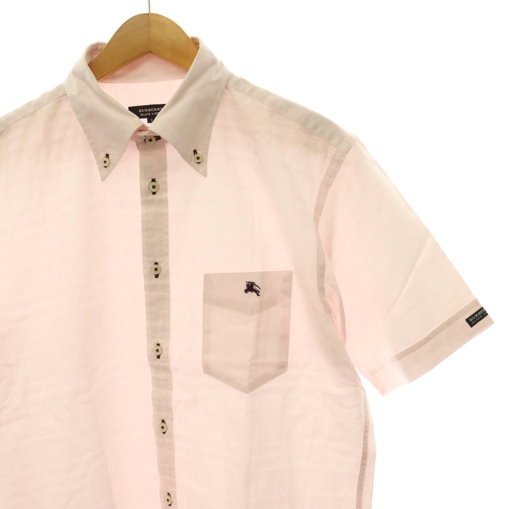 中古 バーバリーブラックレーベル BURBERRY BLACK LABEL ワイシャツ 半袖 ボタンダウン チェック柄 ロゴ 3 vectorpremium-19332153 ブランド古着ベクトルプレミアム店 サンプル画像3