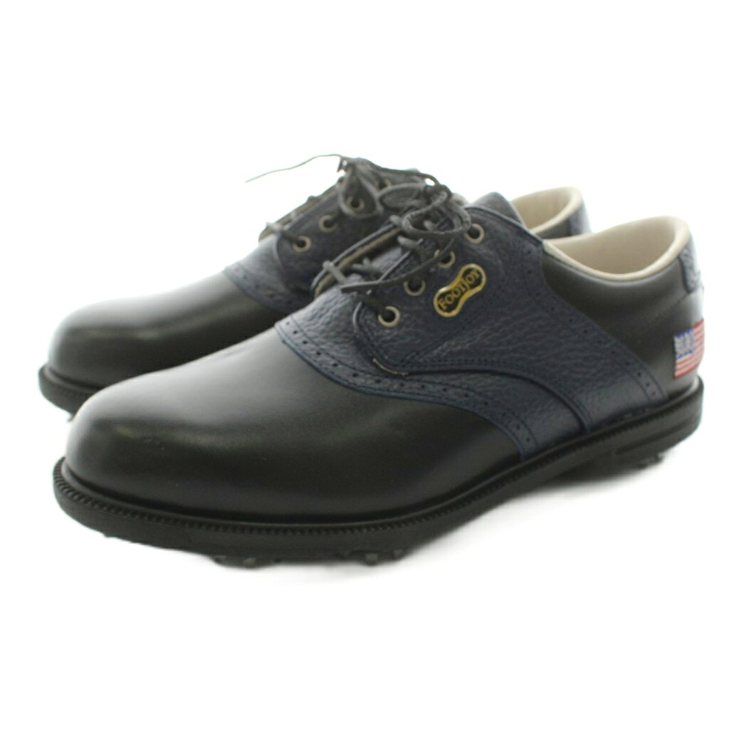 【中古】フットジョイ FootJoy ゴルフシューズ レースアップ レザー 6 黒 ブラック 紺 ネイビー 99500 /KU ■GY11 レディース 【ベクトル 古着】 260810