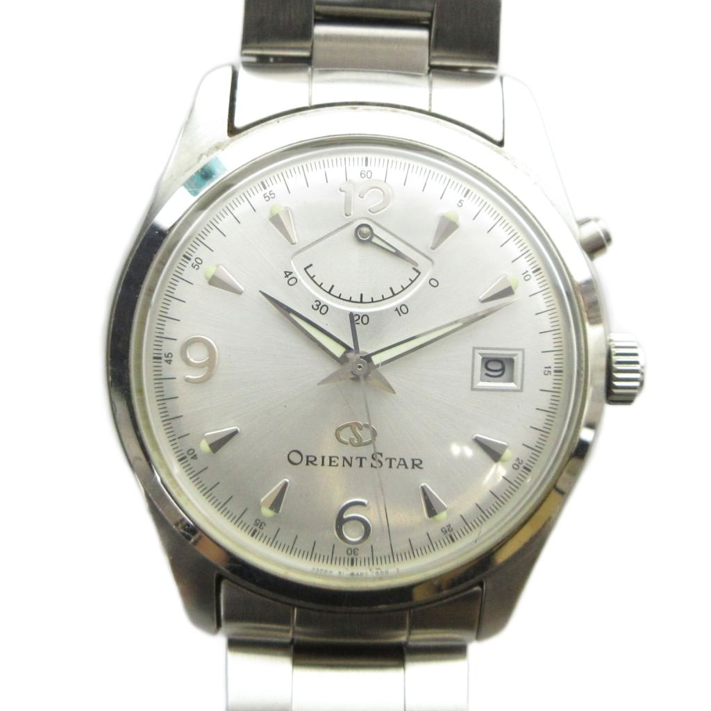 【中古】オリエント ORIENT STAR スター EX0C-C0 CS 腕時計 自動巻き ウォッチ 裏スケ パワーリザーブ カレンダー付き デイト 白文字盤 シルバー色 ■GY99 /MQ メンズ 【ベクトル 古着】 260822