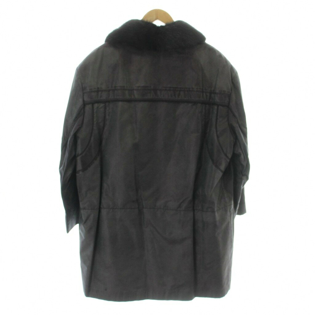 【中古】ブリオーニ BRIONI コート ロング ミンクファー 毛皮 ライナー レザー 紫 ...