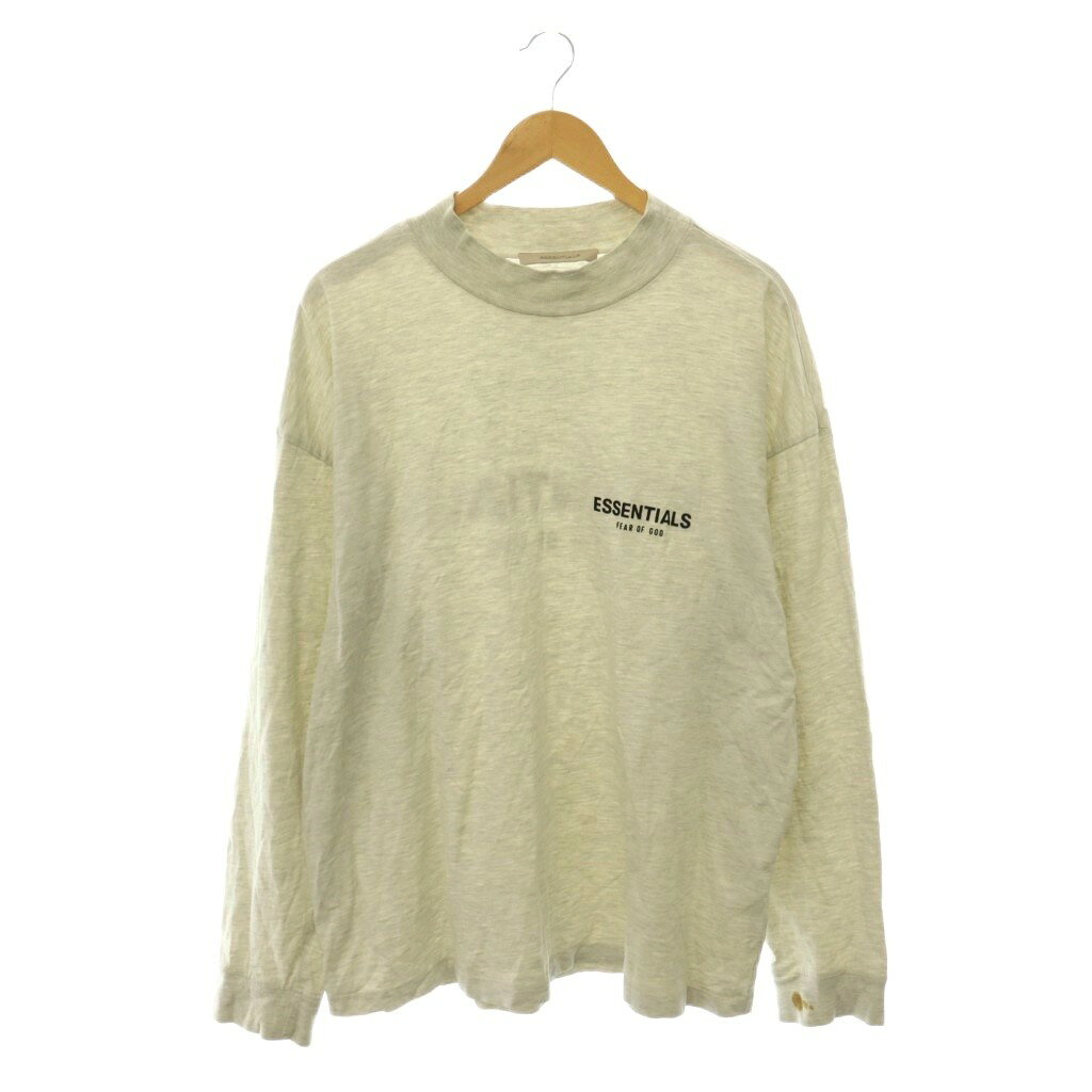 【中古】フィアオブゴッド Fear of God ESSENTIALS ロンT Tシャツ カットソー 長袖 ロゴ M アイボリー グレー /ES ■GY01 メンズ 【ベクトル 古着】 260908