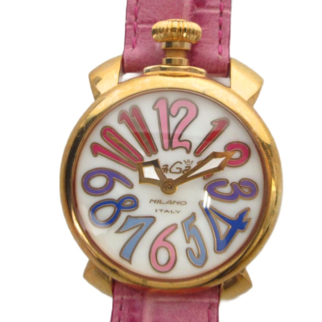 【中古】ガガミラノ GaGa MILANO ジャンク品 腕時計 ウォッチ クォーツ レザーベルト ゴールド色 ■GY18 /MQ レディース 【ベクトル 古着】 260421
