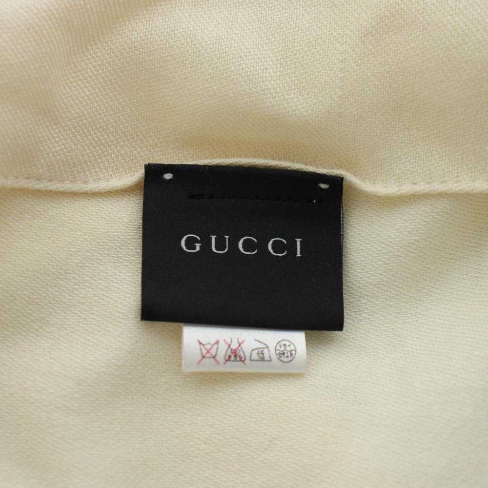 【中古】グッチ GUCCI GG柄 ストール フリンジ ウール シルク混 絹 白 ホワイト /AN76 ■GY42 ■OH レディース 【ベクトル 古着】 260427 3