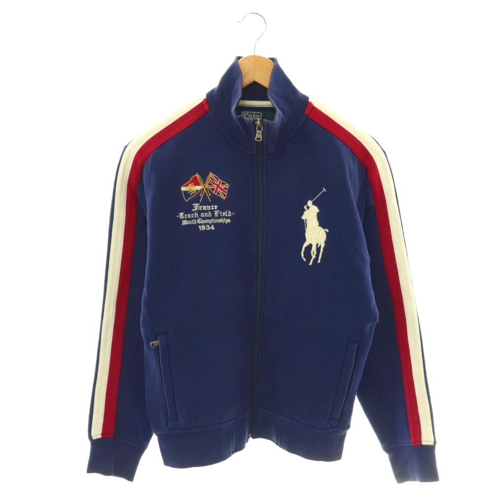 【中古】ポロ バイ ラルフローレン Polo by Ralph Lauren ジャケット サイドライン ハイネック ビッグポニー S ネイビー レッド ホワイト /DO メンズ 【ベクトル 古着】 260508