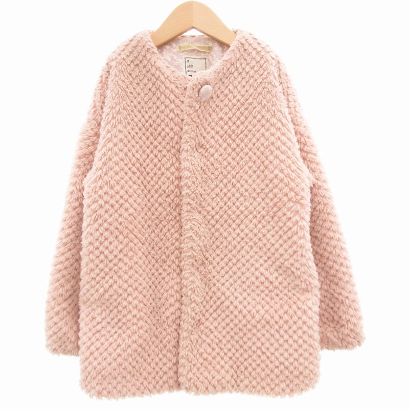 【中古】ハッカ キッズ HAKKA KIDS ドットフェイクファージャケット ノーカラー 中綿 レース 刺繍 130 ピンク 32110233 /GV キッズ 【ベクトル 古着】 250523