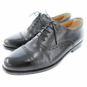 【中古】サントーニ SANTONI CLASSICO ビジネスシューズ 革靴 クォーターブローグ パンチドキャップトゥ 内羽根 6 黒 ブラック /AE メンズ...
