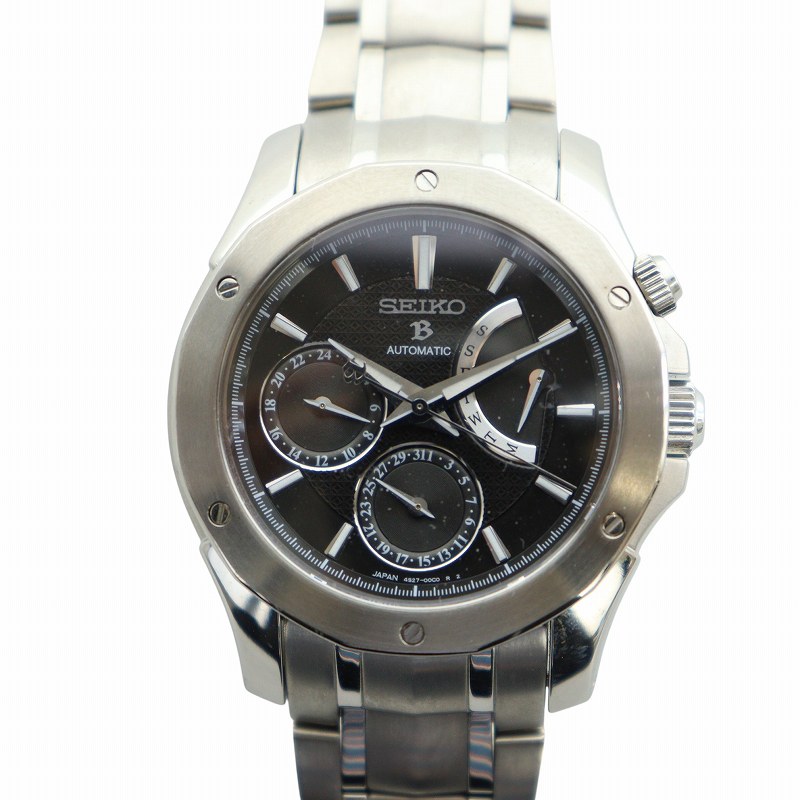 【中古】セイコー SEIKO ブライツ メカニカル レトログラード 腕時計 ウォッチ 自動巻き 黒文字盤 ロゴ クロノグラフ シルバー色 4S27-00C0 /MQ メンズ 【ベクトル 古着】 250621
