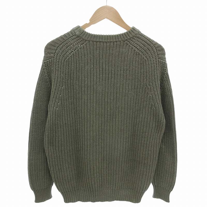 【中古】ユナイテッドアローズ UNITED ARROWS UASB コットン ローゲージ クルーネック ニット セーター 長袖 M カーキ 1113-106-4318 /FF メンズ 【ベクトル 古着】 250618