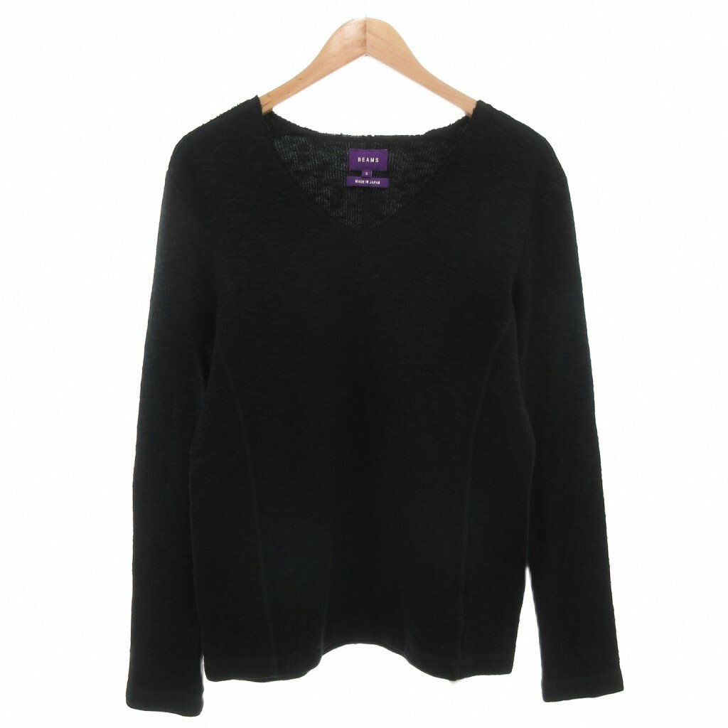 【中古】ビームス BEAMS ニット セーター Vネック コットン 長袖 S 黒 ブラック /AE メンズ 【ベクトル 古着】 250828