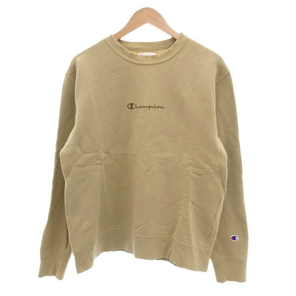 【中古】チャンピオン CHAMPION トレーナー スウェット 裏起毛 ロゴ刺繍 L キャメル C8-Q019R /UO メンズ 【ベクトル 古着】 250829(4)