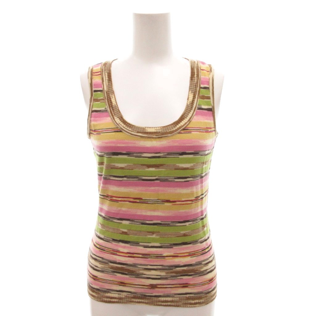【中古】未使用品 ミッソーニ MISSONI タグ付き ニット タンクトップ 総柄 40 マルチカラー /FF レディ..