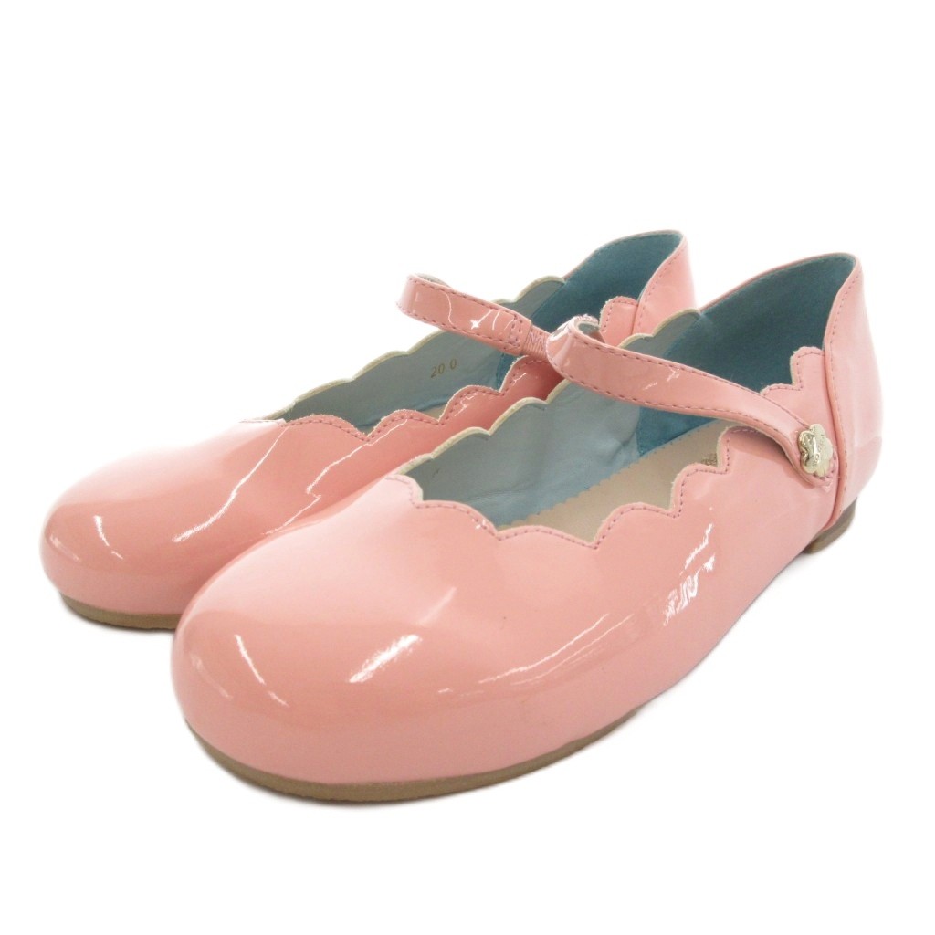 【中古】トッカ TOCCA スカラップ エナメル シューズ フラット ストラップ 20cm ピンク /UO キッズ 【..