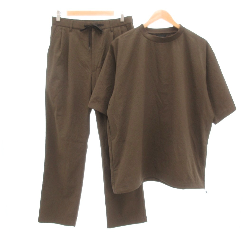 【中古】シップス SHIPS any SOLOTEX シアサッカー スピンドル セットアップ Tシャツ パンツ L 茶 ブラウン /UO メンズ 【ベクトル 古着】 250926