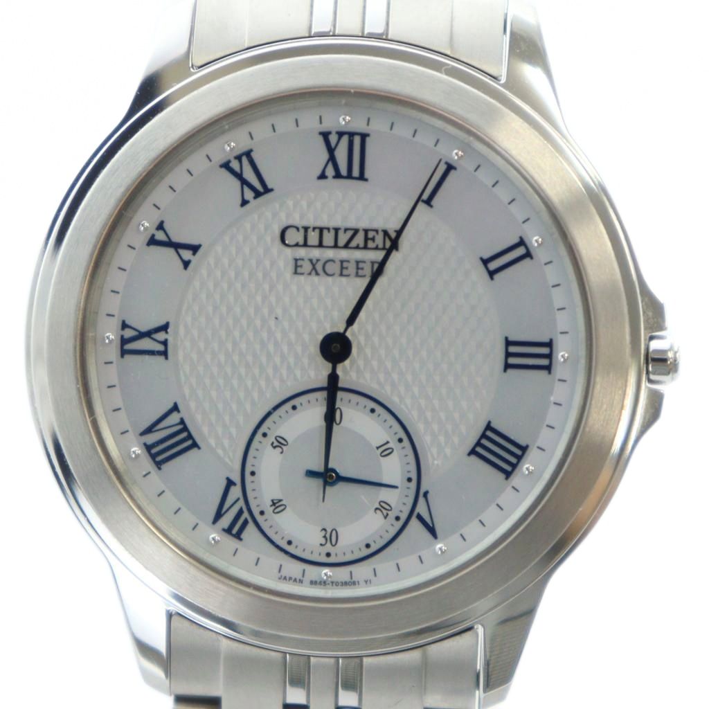 【中古】シチズン CITIZEN EXCEED エコドライブ 腕時計 AQ5000-56D ソーラー スモセコ ローマン シェル文字盤 シルバー色 /MQ メンズ 【ベクトル 古着】 251031