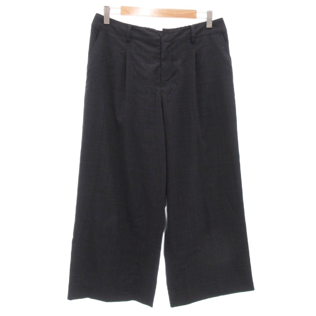 【中古】ジェイプレス J.PRESS ワイドパンツスラックス チェック タック イージー T13 紺 ネイビー /AE レディース 【ベクトル 古着】 251016