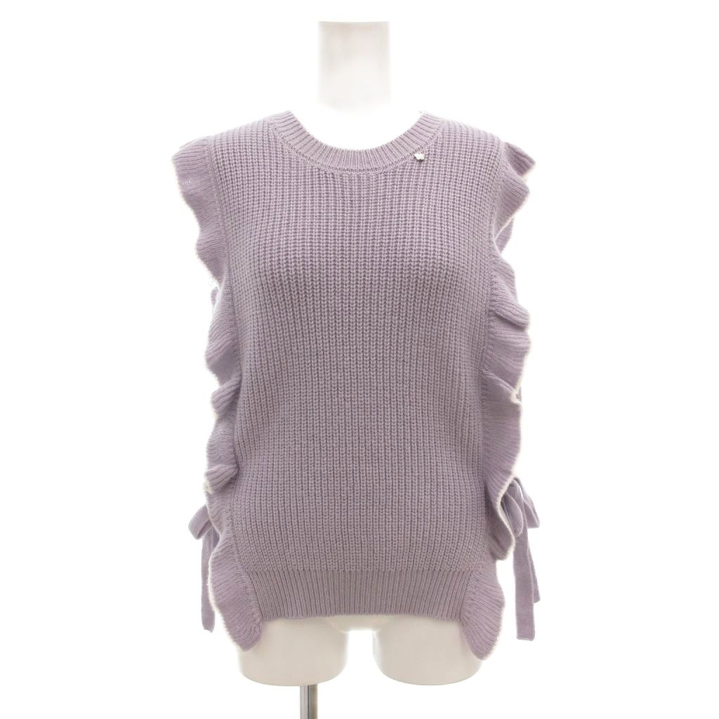 【中古】アナスイ ANNA SUI 美品 ニットベスト LL ローゲージ フリル リボン 紫 パープル /AE キッズ ..