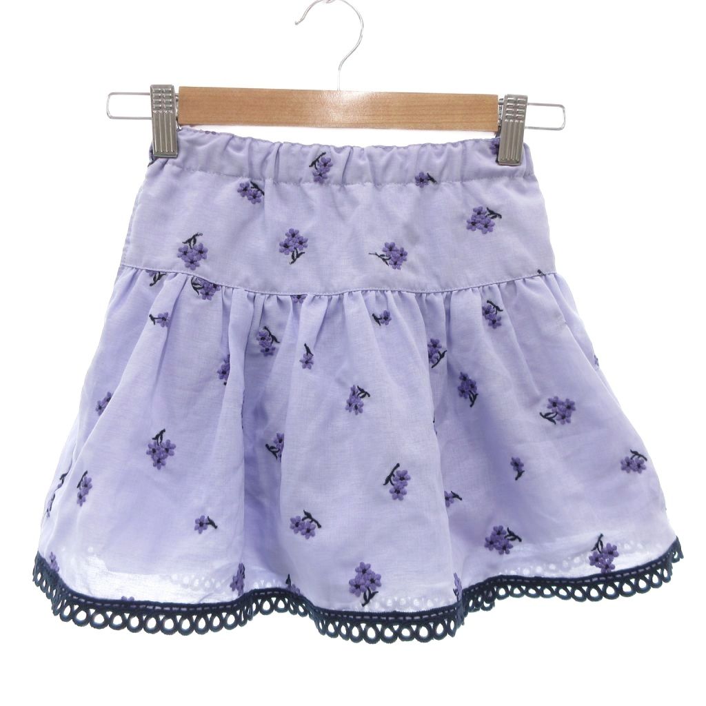 【中古】未使用品 アナスイ ANNA SUI タグ付き キュロット スカートパンツ スカパン イージー 花柄 刺繍 120 紫 パープル /AE キッズ 【ベクトル 古着】 251028