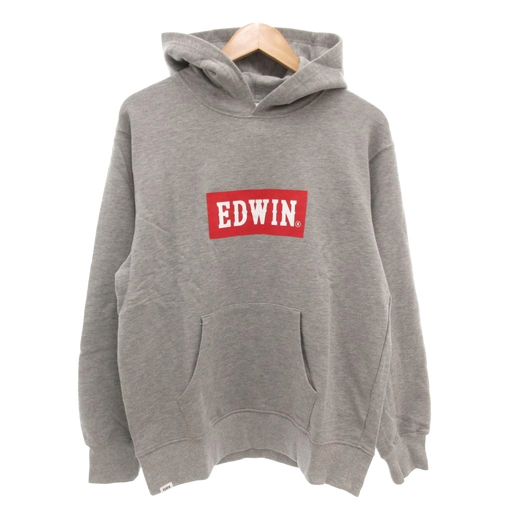 【中古】未使用品 エドウィン EDWIN タグ付き パーカー フーディ L プルオーバー ロゴ 長袖 グレー /AE メンズ 【ベクトル 古着】 251125