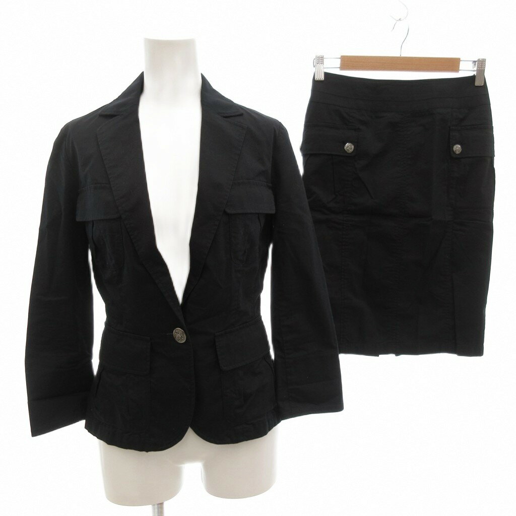 【中古】ルスーク Le Souk セットアップ フォーマル ジャケット スカート 36 背抜き シングル ひざ丈 黒 ブラック 春夏 /AE レディース 【ベクトル 古着】 251125