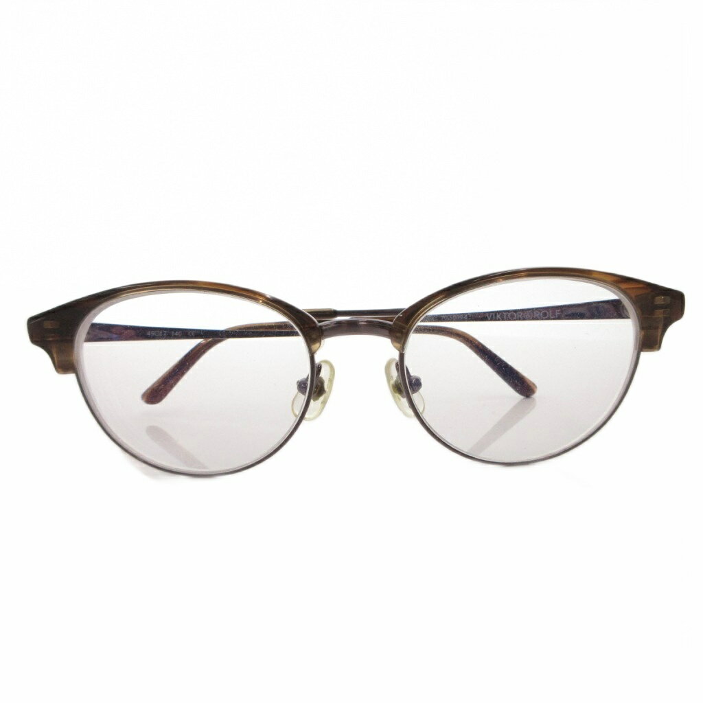 【中古】ヴィクター&ロルフ VIKTOR&ROLF ブロータイプコンビ メガネ アイウェア 眼鏡 度入りレンズ 49□17 140 茶 ブラウン 70-5009-4 /FF レディース 【ベクトル 古着】 260316