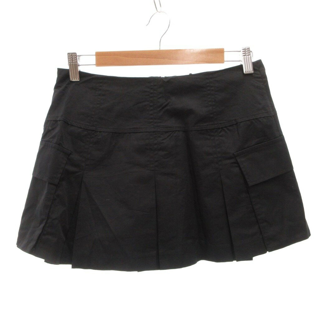 【中古】未使用品 ザラ ZARA タグ付き ボックスプリーツ ミニスカート スカンツ カーゴ ショート S 黒 ブラック /FF レディース 【ベクトル 古着】 260323
