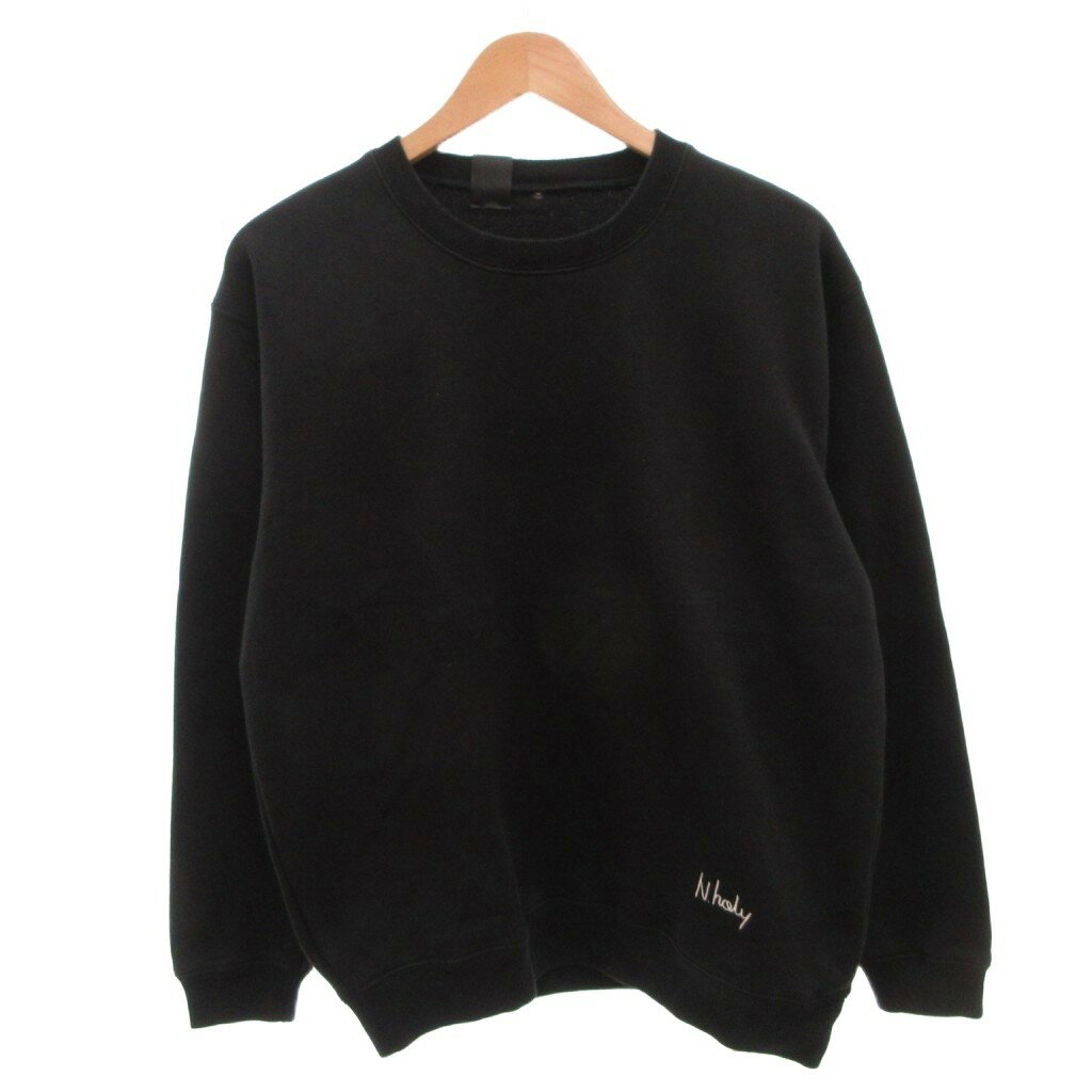 【中古】ミスターハリウッド N.HOOLYWOOD エヌハリ 23SS LOGO SWEAT SHIRT スウェットシャツ トレーナー 長袖 裏起毛 刺繍 36 黒 ブラック /FF メンズ 【ベクトル 古着】 260318