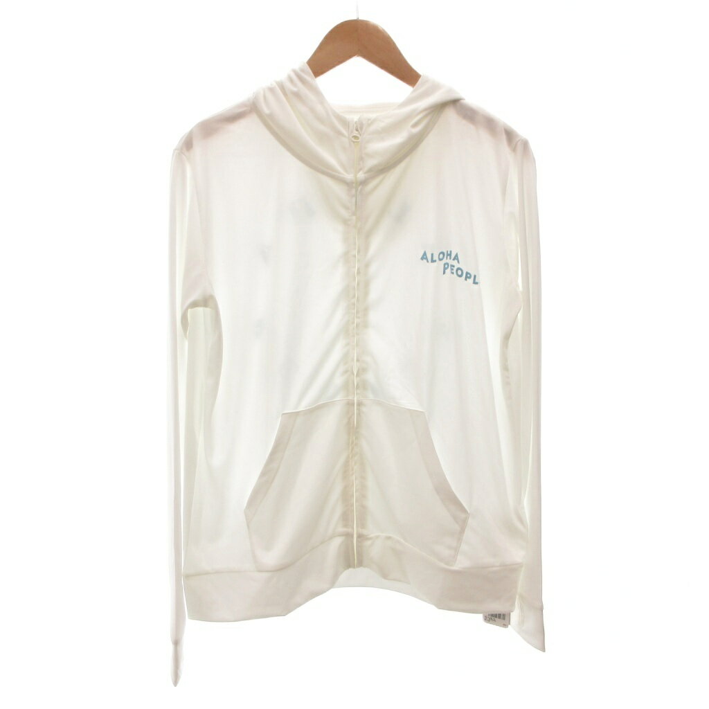 【中古】未使用品 ALOHA PEOPLE タグ付き ラッシュガードパーカー ジップアップ ロゴプリント 長袖 M 白 ホワイト /FF レディース 【ベクトル 古着】 260323