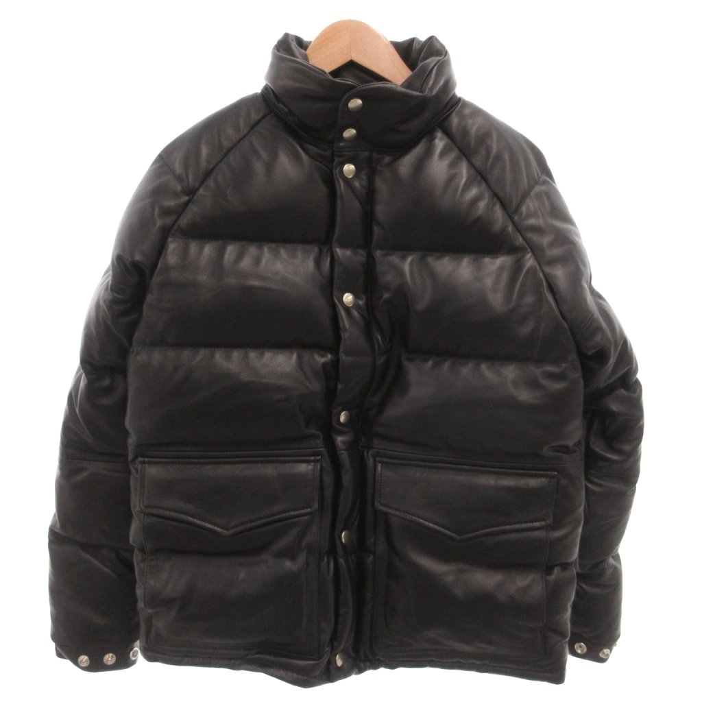 【中古】MYIN.homme LEATHER DOWN JACKET レザーダウンジャケット ブルゾン シープスキン L 黒 ブラック /FF メンズ 【ベクトル 古着】 260422の商品画像