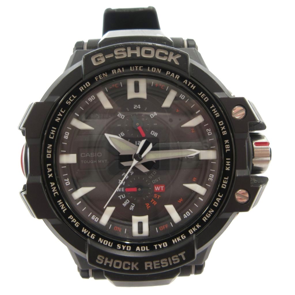 【中古】ジーショック G-SHOCK MASTER OF G - AIR スカイコックピット 腕時計 ウォッチ アナログ デイト 電波ソーラー 黒 ブラック GW-A1000-1JAF /FF メンズ 【ベクトル 古着】 260513