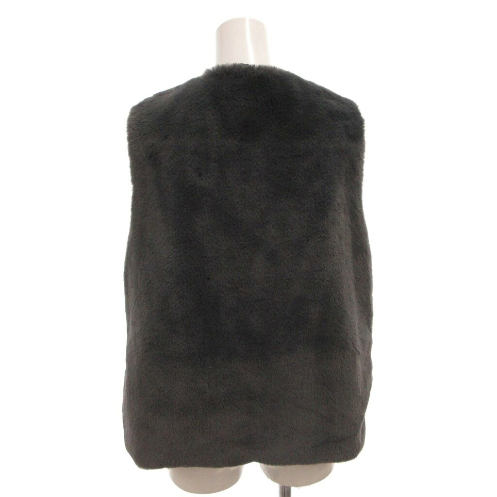 【中古】ザラ ZARA エコファーベスト ジレ ノーカラー グレー 13-14 164cm /FF レ...