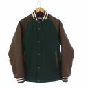 【中古】ノンネイティブ nonnative STUDENT PUFF JACKET W/N TWILL WITH GORE-TEX INFINIUM スチューデントパフジャケット スタジャン ブルゾン 切替 0 XS 緑 茶 グリーン ブラウン NN-JU4251 /KH メンズ 【ベクトル 古着】 231118