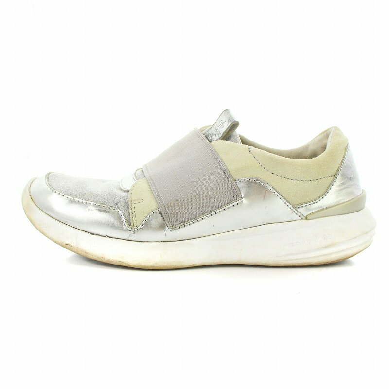 【中古】コールハーン COLE HAAN 2.ゼログランド エラ スタジオグランド スリップオン スリッポン US7B 24cm グレー シルバーカラー W12331 /KU ●D レディース 【ベクトル 古着】 240410