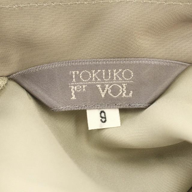 【中古】トクコプルミエヴォル TOKUKO 1er VOL シフォン シアー チュニック シャツ ハイネック 花柄 長袖 9 M グレージュ /☆G レディース 【ベクトル 古着】 240523