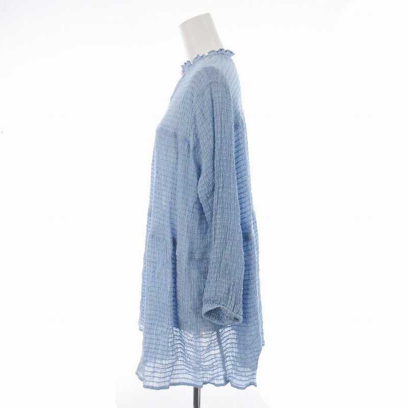 【中古】ジャーナルスタンダード レリューム JOURNAL STANDARD relume 22SS モールボーダーティアードブラウス チュニック 長袖 カットソー フリル F 水色 ライトブルー /MM レディース 【ベクトル 古着】 241122