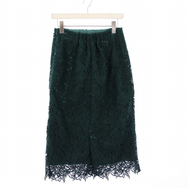【中古】エージーバイアクアガール AG by aquagirl 花柄レースタイトスカート ロング 40 グリーン C12-79009 /KH レディース 【ベクトル 古着】 250228
