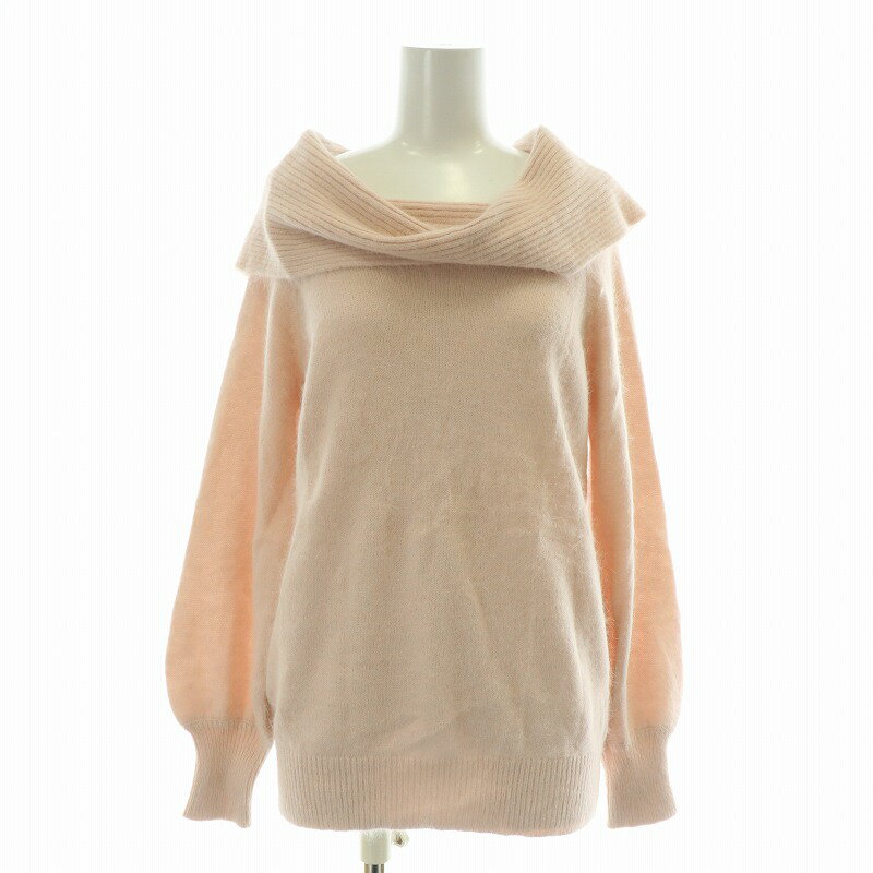 【中古】未使用品 ティティー&コー TITTY&CO ニット 長袖 オフショルダー ストレッチ アンゴラ混 無地 F ピンク タグ付き /BB レディース 【ベクトル 古着】 250326