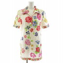 【中古】レオナール LEONARD ファッション FASHION ポロシャツ ブラウス 半袖 花柄 総柄 M 白 ホワイト マルチカラー ■GY09 /MW レ...