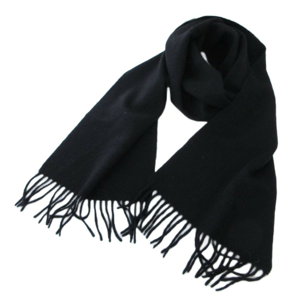【中古】ユニクロ UNIQLO マフラー カシミヤ 黒 ブラック 無地 フリンジ /SX ■GY06...