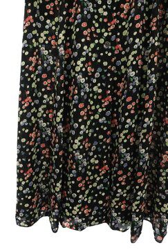 【中古】イエナ スローブ IENA SLOBE 19SS 小花柄Vネックフレアスリーブワンピース マキシ丈 五分袖 黒 マルチカラー /KN ■OS レディース 【ベクトル 古着】 200831 ベクトルプレミアム店