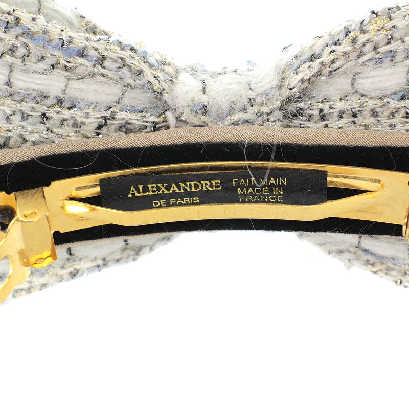 【中古】アレクサンドルドゥパリ Alexandre De Paris バレッタ ヘアアクセサリー リボン ツイード 白 ホワイト /AK6 レディース 【ベクトル 古着】 230313 3